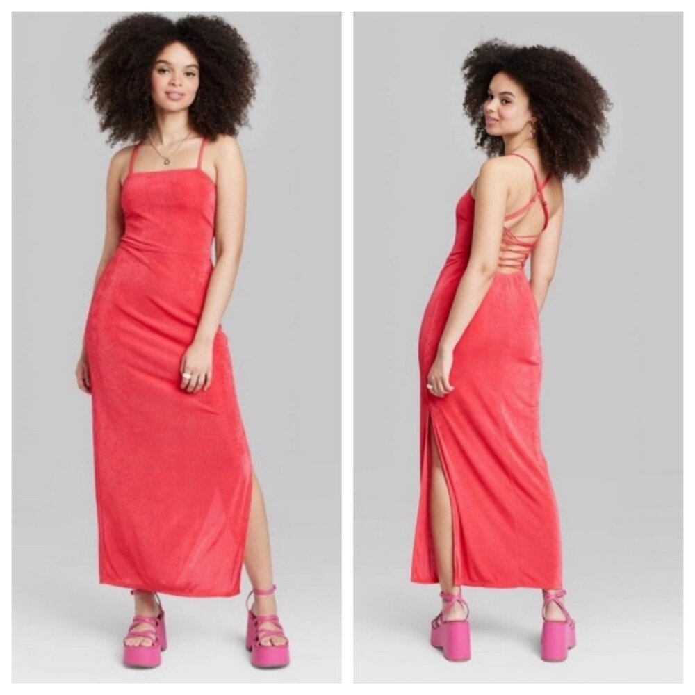 NEW Wild Fable Women's Sleeveless Lace-Up Back Dress Size Small - Red